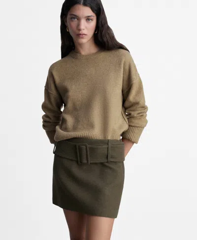 Mango Women's Rolled-up Sleeves Sweater In Medium Green