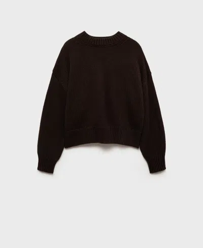 Mango Women's Round-neck Knitted Sweater In Brown