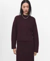 Mango Structured Crewneck Sweater In Burgundy
