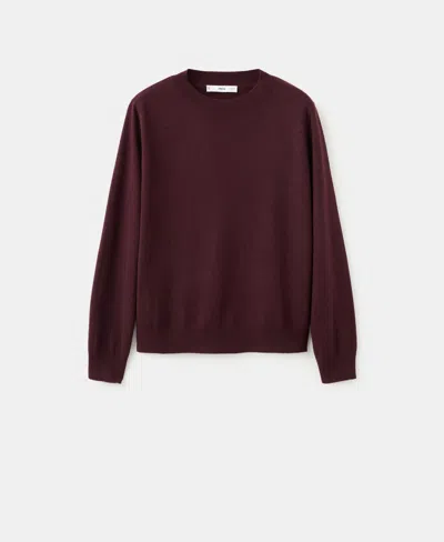 Mango Women's Round-neck Knitted Sweater In Burgundy