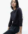 Mango Women's Round Neck Knitted Sweater In Dark Navy