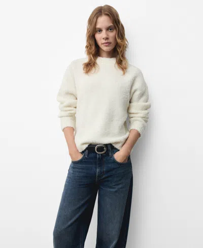 Mango Women's Round-neck Knitted Sweater In Ecru