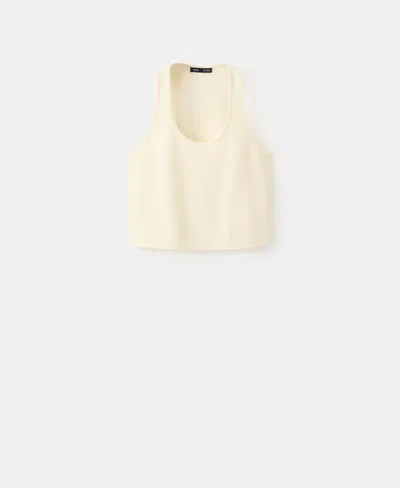 Mango Women's Round Neckline Crop Top In Neutral