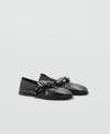 Mango Round-toe Ballerina Shoes With Buckle Black In Black