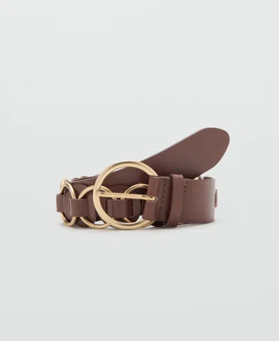 Mango Women's Rounded Buckle Belt In Brown
