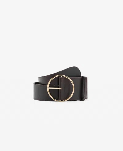 Mango Round Buckle Leather Belt In Brown