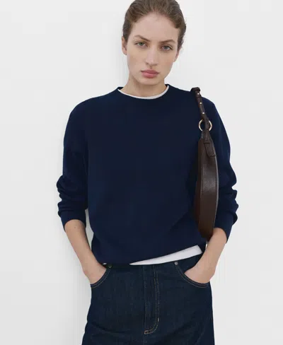 Mango Women's Round-neck Knitted Sweater In Metallic