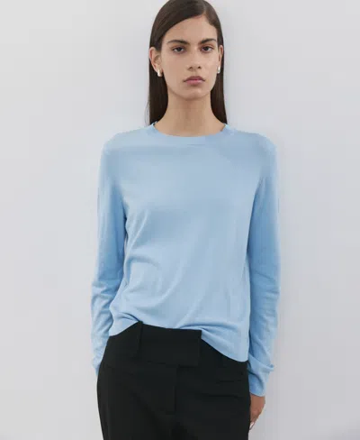 Mango Women's Round-neck Knitted Sweater In Blue