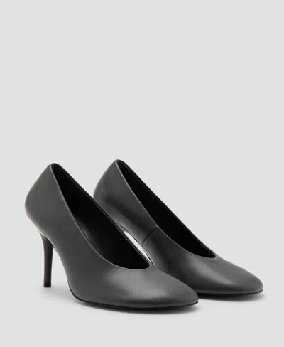 Mango Round-toe Leather High-heeled Shoes Grey In Gray