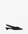 Mango Slingback Pointed Toe Kitte Heel Pump In Black