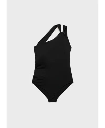 Mango Women's Ruched Detail Asymmetrical Swimsuit