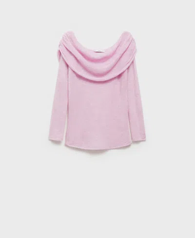 Mango Women's Ruched Detail Sweater In Pink