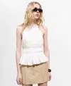 Mango Peplum Cotton Halter Top In White