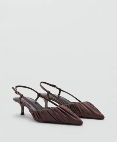 Mango Women's Ruched Kitten-heel Shoes In Brown