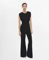 Mango Ruched Sleeveless Wide Leg Jumpsuit In Black