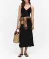 Mango Ruched Midi Dress Black In Black