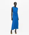Mango Women's Ruched Midi Dress In Blue