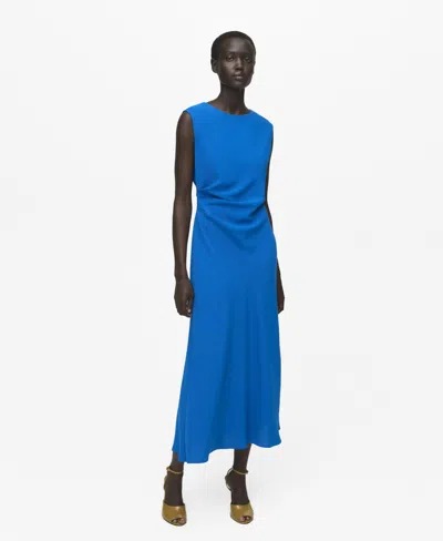 Mango Women's Ruched Midi Dress In Blue