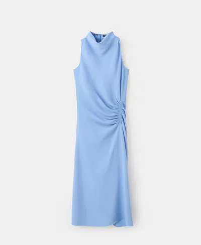 Mango Women's Ruched Midi Dress In Blue