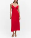 Mango Ruched Midi Dress Red