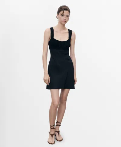 Mango Women's Ruched Neckline Short Dress In Black