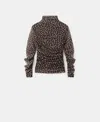 Mango Polka Dot Ruched Turtleneck Mesh Top In Brown