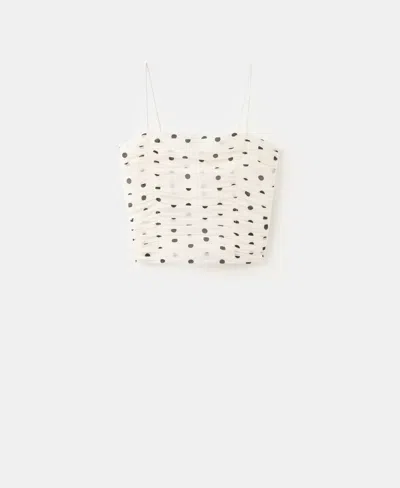 Mango Women's Ruched Polka-dot Top In Neutral