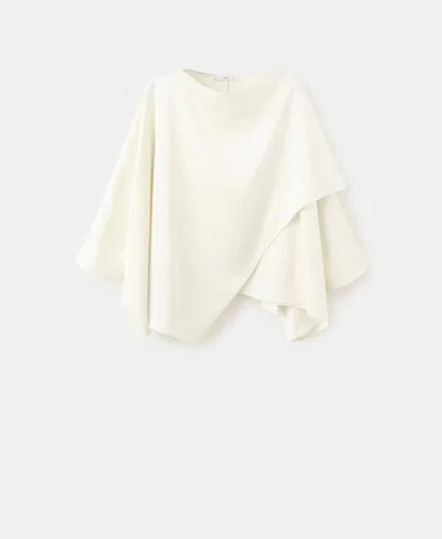 Mango Women's Ruched Satin Blouse In White