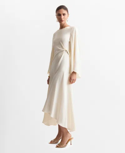 Mango Women's Ruched Satin Dress In Sand