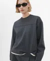 Mango Ruched Sleeve Sweatshirt In Gray