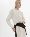Mango Ruched Sleeve Sweatshirt In White