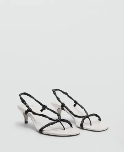 Mango Women's Ruched Strips Sandals In White