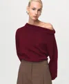Mango Ruched Turtleneck Sweater Maroon In Burgundy