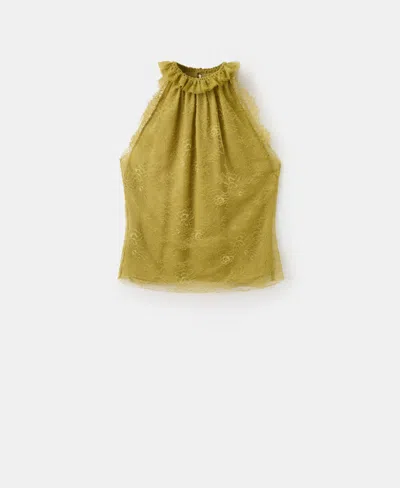 Mango Women's Ruff Collar Lace Top In Multi