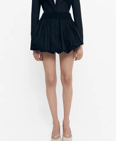 Mango Women's Ruffed Hem Mini-skirt In Black