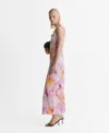 Mango Floral Ruffle Chiffon Maxi Dress In Purple