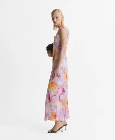MANGO WOMEN'S RUFFLE DETAIL FLORAL DRESS