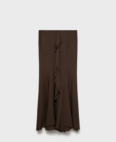 Mango Women's Ruffle Detail Maxi-skirt In Brown