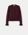 Mango Women's Ruffle Knit Cardigan In Burgundy