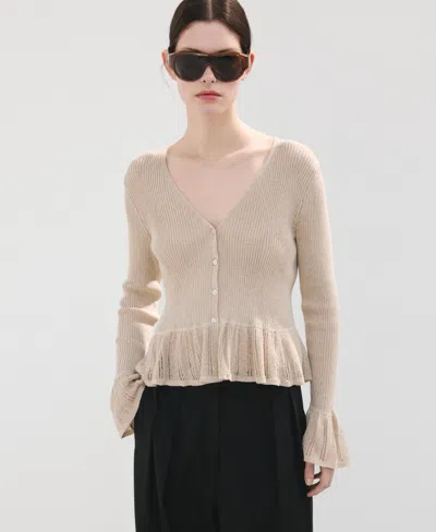 Mango Women's Ruffle Knit Cardigan In Neutral
