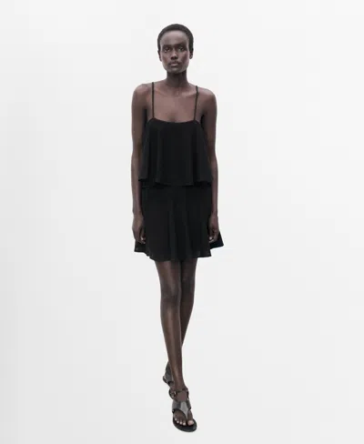 MANGO WOMEN'S RUFFLE KNIT DRESS