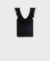 Mango Women's Ruffle Knit Top In Black