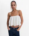 Mango Cotton Mix Fine Knit Peplum Cami Top In White