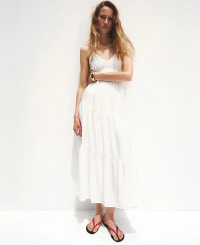 Mango Women's Ruffled A-line Dress In White