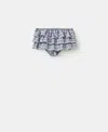Mango Ruffled Check Shorts In Blue