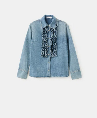 Mango Women's Ruffled Denim Shirt In Blue