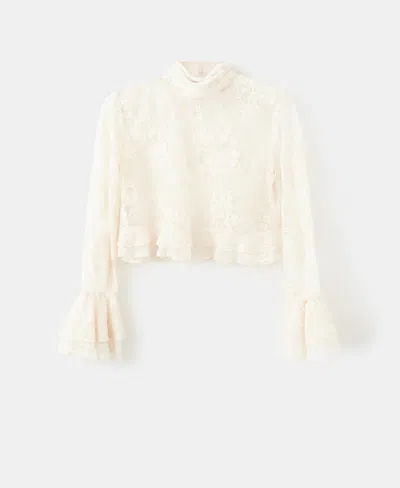 Mango Women's Ruffled Embroidered Blouse In Neutral