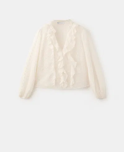 Mango Women's Ruffled Embroidered Blouse In Neutral
