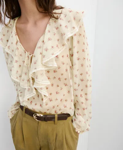 Mango Women's Ruffled Floral Blouse In Yellow