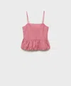 Mango Gingham Bubble Camisole In Pink